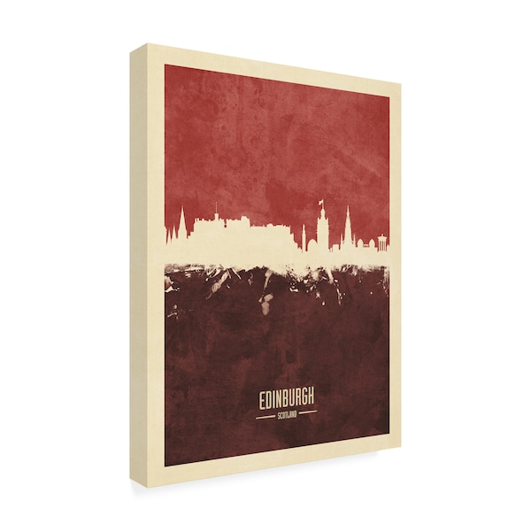 Michael Tompsett 'Edinburgh Scotland Skyline Red III' Canvas Art,24x32